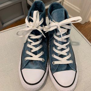 CONVERSE CHUCK TAYLOR ALLSTAR HI TEAL VELVET SHOES